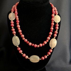 Hand Crafted Artisan Double Strand Aventurine Jade Copper Necklace